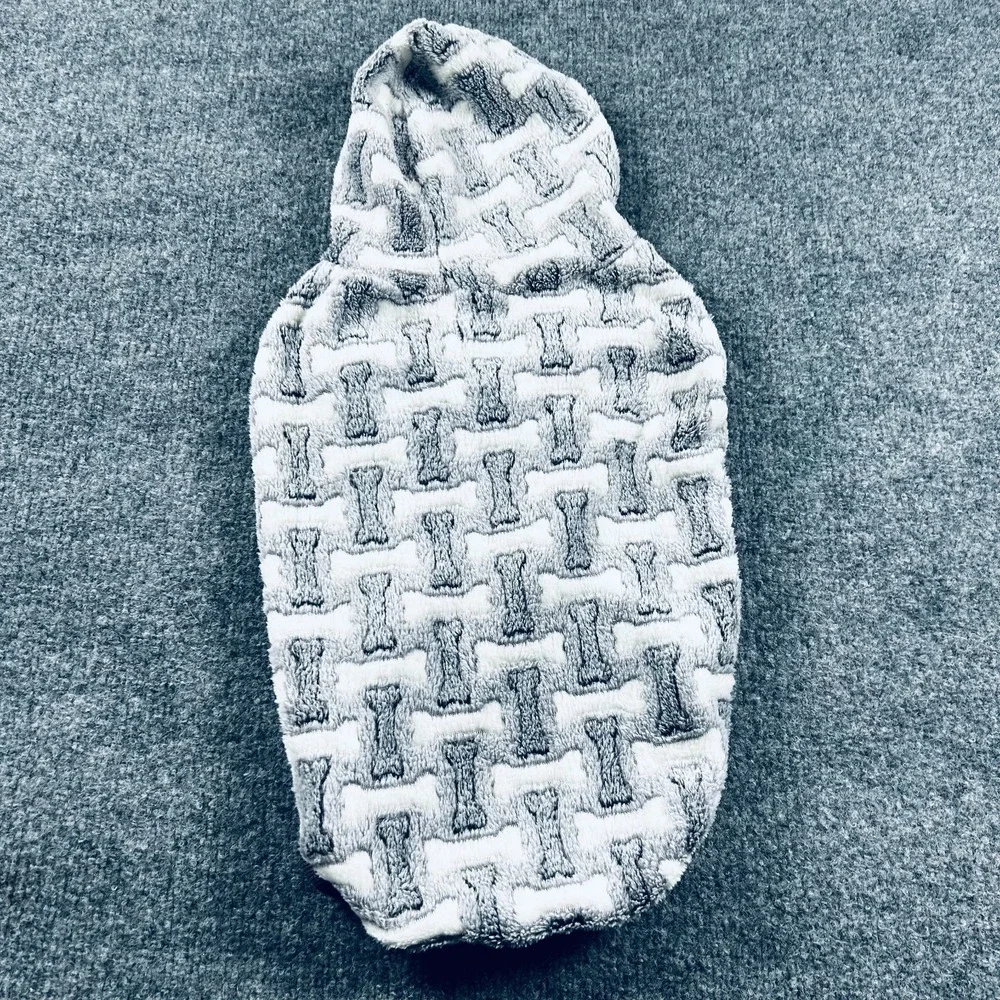 Kensington Kennel Club Dog Hoodie Fleece Sweater Grey White Bone Pattern Pet S